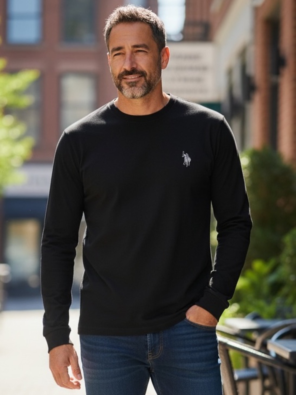 Polo light weight  shirt black size large